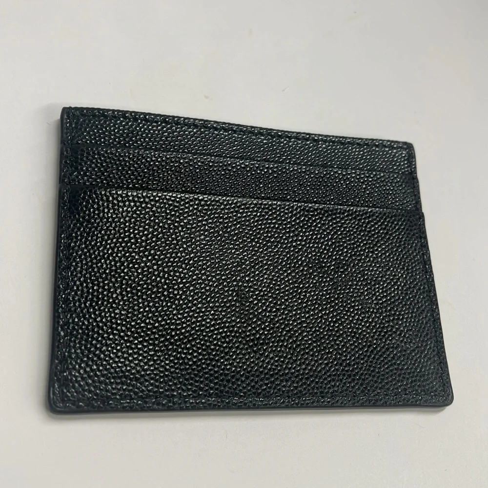 Palm Angels Black Pebbled Leather Credit Card Holder Wallet